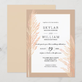 Invitación Pampas Grass Boda Moda de acuarela Neutral
