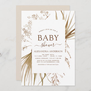 Invitación Pampas Grass Bohemian Boho Baby Shower