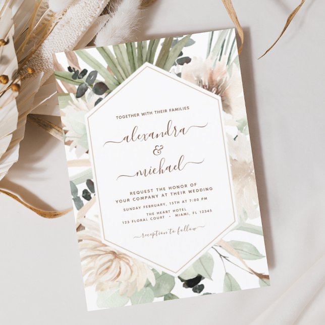 Invitación Pampas Grass Bohemian Boho Eucalyptus Boda Invi (Subido por el creador)