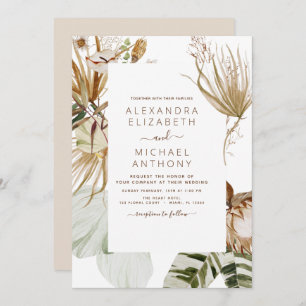Invitación Pampas Grass Bohemian Boho Tropical Boda Invita