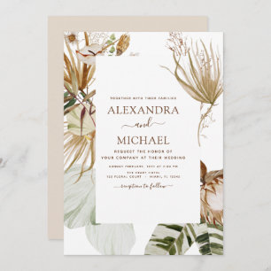 Invitación Pampas Grass Bohemian Boho Tropical Boda Invita