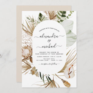 Invitación Pampas Grass Bohemian Boho Tropical Boda Invita