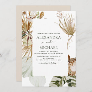 Invitación Pampas Grass Bohemian Boho Tropical Boda Invita