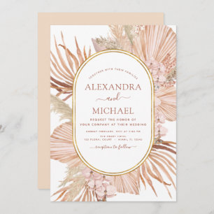 Invitación Pampas Grass Bohemian Boho Tropical Boda Invita
