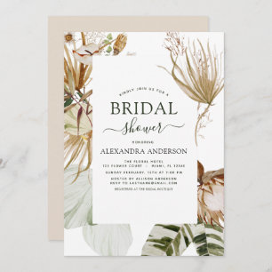 Invitación Pampas Grass Bohemian Boho Tropical Bridal Shower