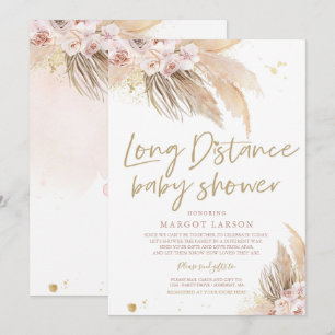 Invitación Pampas Grass Bohemian Long Distance Baby Shower