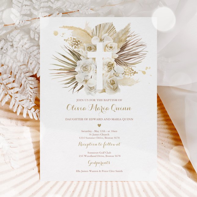 Invitación Pampas Grass Bohemism Boho Christening (Subido por el creador)
