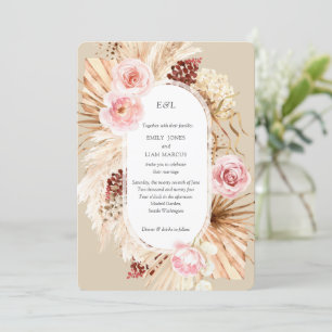 Invitación Pampas Grass Boho acuarela Beige Boda