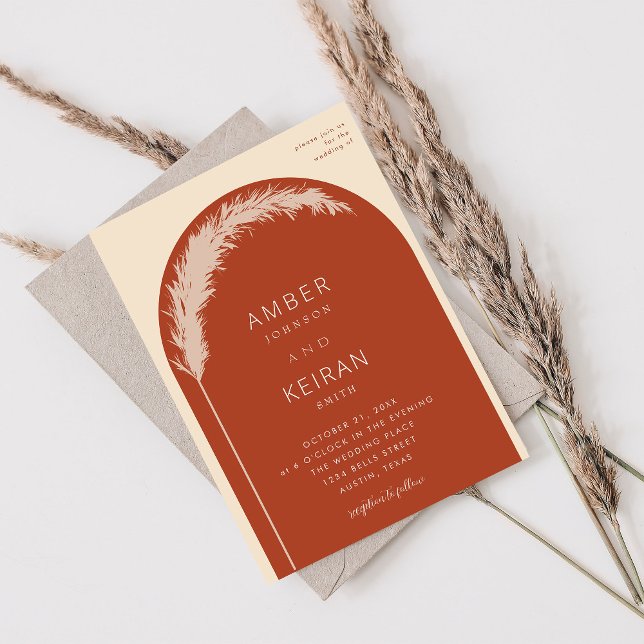 Invitación Pampas Grass Boho Arch - Terra Cotta Boda (Subido por el creador)