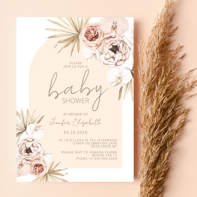 Invitación Pampas Grass Boho Bohemian Baby Shower (Subido por el creador)