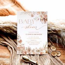 Invitación Pampas Grass Boho Bohemian Floral Baby Shower