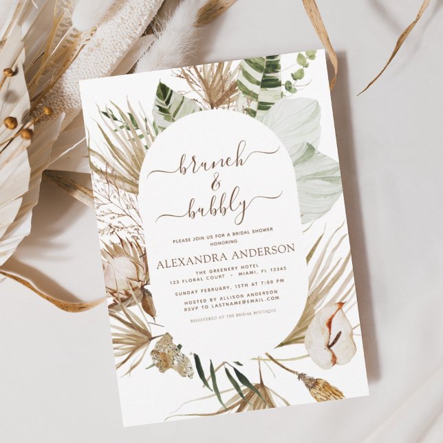 Invitación Pampas Grass Boho Brunch & Bubbly Bridal Shower In (Subido por el creador)
