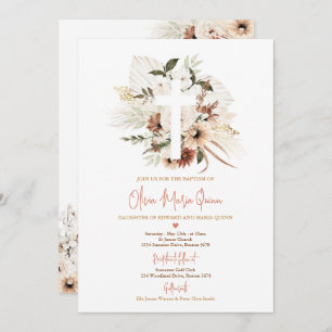 Invitación Pampas Grass Boho Fall Calabaza Bautismo Christina
