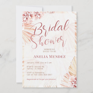 Invitación Pampas Grass Boho Floral Bridal Shower Bohemian