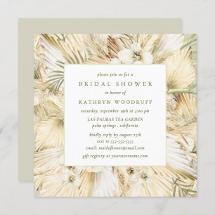 Invitación Pampas Grass Boho Floral Bridal Shower Square