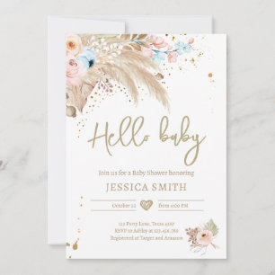 Invitación Pampas Grass Boho Género Neutral Baby Shower