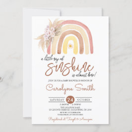 Invitación Pampas Grass Boho Rainbow Baby Shower