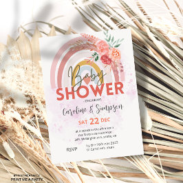 Invitación Pampas Grass Boho Retro Bohemian Baby Shower