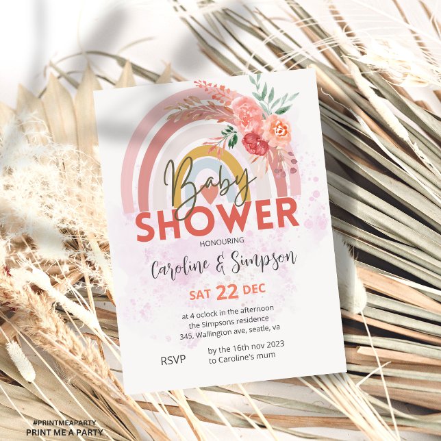 Invitación Pampas Grass Boho Retro Bohemian Baby Shower (Subido por el creador)