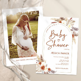 Invitación Pampas Grass Boho Terracotta Foto Baby Shower