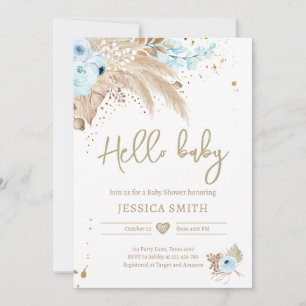 Invitación Pampas Grass Boho Tropical Boy Rustic Baby Shower