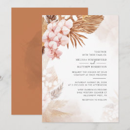 Invitación Pampas Grass Botánico Terracotta Pink Floral