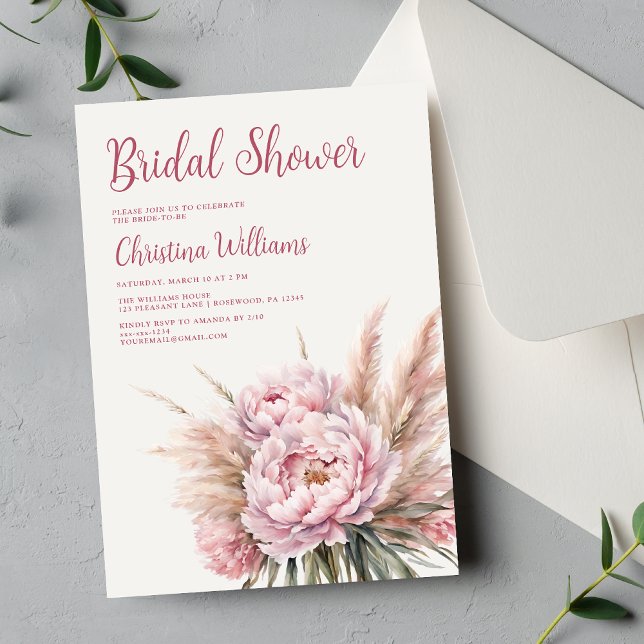 Invitación Pampas Grass Bridal Shower (Subido por el creador)