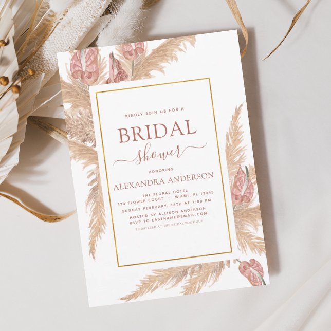 Invitación Pampas Grass Bridal Shower Bohemian Boho (Subido por el creador)