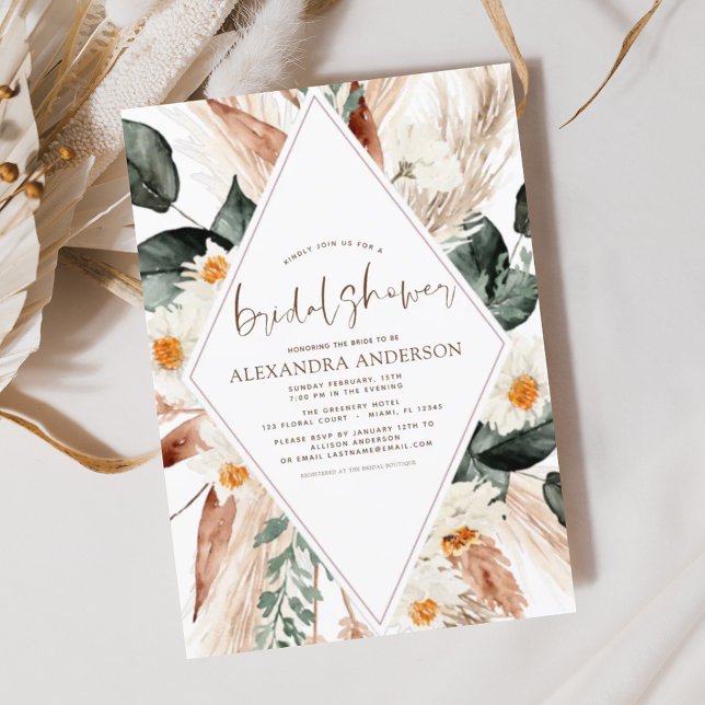 Invitación Pampas Grass Bridal Shower Boho Eucalyptus Invita (Subido por el creador)