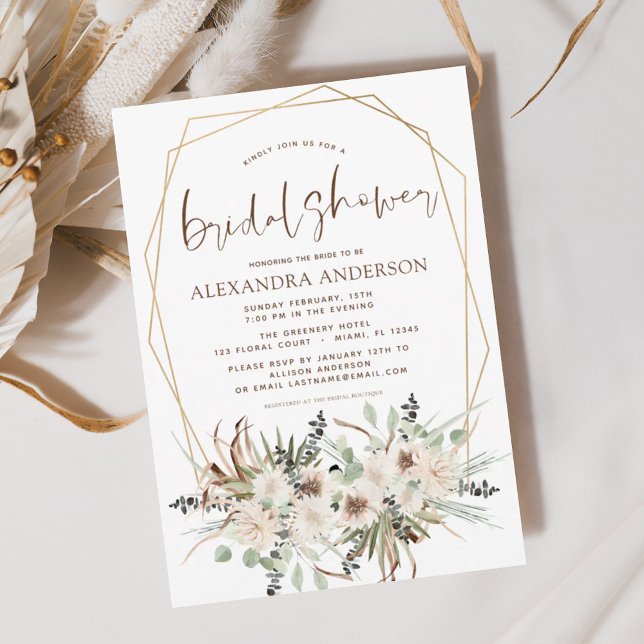 Invitación Pampas Grass Bridal Shower Boho Eucalyptus Invita (Subido por el creador)