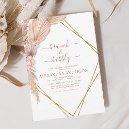 Invitación Pampas Grass Brunch Bubbly Boho Bridal Shower Invi
