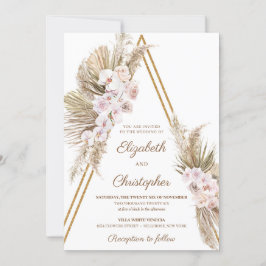 Invitación Pampas Grass Dried Palm Dusty Rosa Boda Orquídea