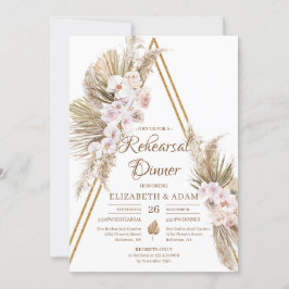 Invitación Pampas Grass Dried Palm Rubor Rosa de oro Ensayo