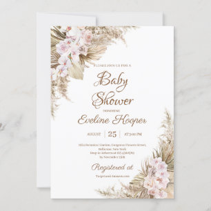 Invitación Pampas Grass Dried Palm Rubor Rosa Orchid Baby