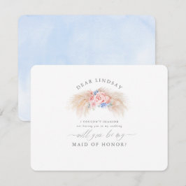 Invitación Pampas Grass Dusty Blue Bridesmaid Propuesta