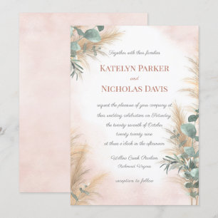 Invitación Pampas Grass Eucalyptus Greenery Boho Boda Invi
