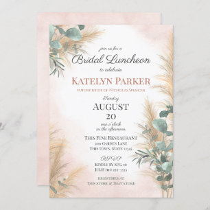 Invitación Pampas Grass Eucalyptus Greenery Bridal Luncheon