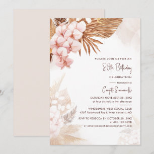 Invitación Pampas Grass Floral 80 cumpleaños