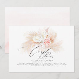 Invitación Pampas Grass Floral rosa Parejas Exóticas Ducha