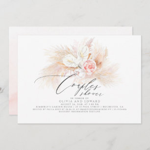 Invitación Pampas Grass Floral rosa Parejas Exóticas Ducha