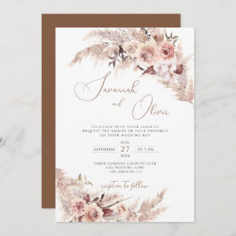 Invitación Pampas Grass Floral Terracotta Bohemiana Boda