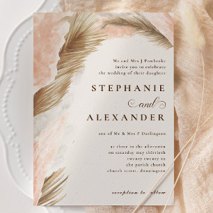 Invitación Pampas Grass Formal Beige & Brown Boda