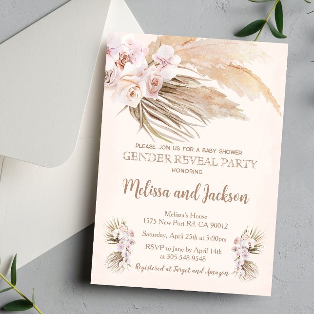 Invitación Pampas Grass Gender Reveal Party Invitation (Subido por el creador)