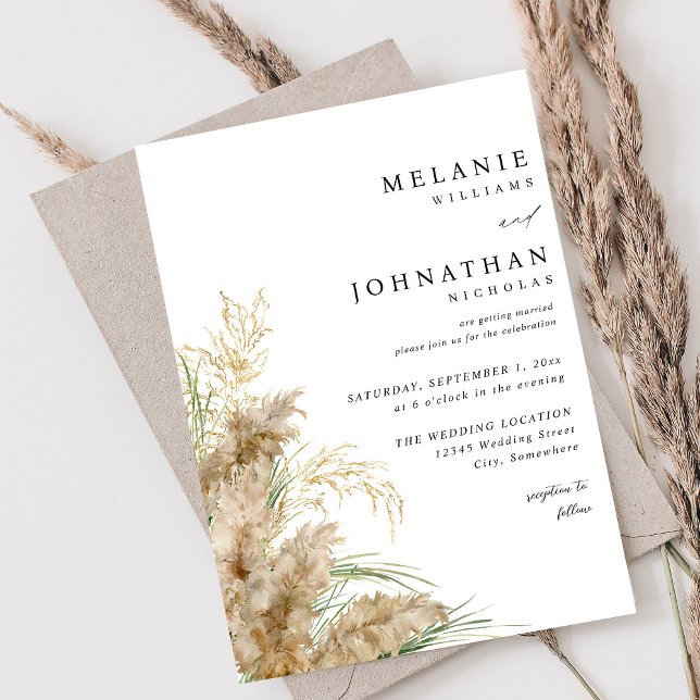 Invitación Pampas Grass & Gold Boda 2 (Subido por el creador)