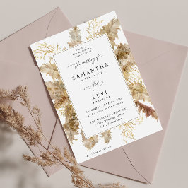 Invitación Pampas Grass & Gold Boho Boda V2
