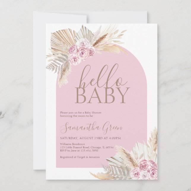 Invitación Pampas Grass Hello Baby Baby Shower (Anverso)