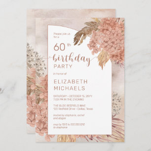 Invitación Pampas Grass Hydrangeas florece fiesta de cumpleañ