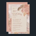 Invitación Pampas Grass Hydrangeas florece Fiesta de cumpleañ<br><div class="desc">Hidraneas de color bohemia sórdida,  alum y pampas florales de "30 cumpleaños Fiesta" diseño de cumpleaños de la mujer. Diseño compuesto por Holiday Hearts Designs (derechos reservados).</div>