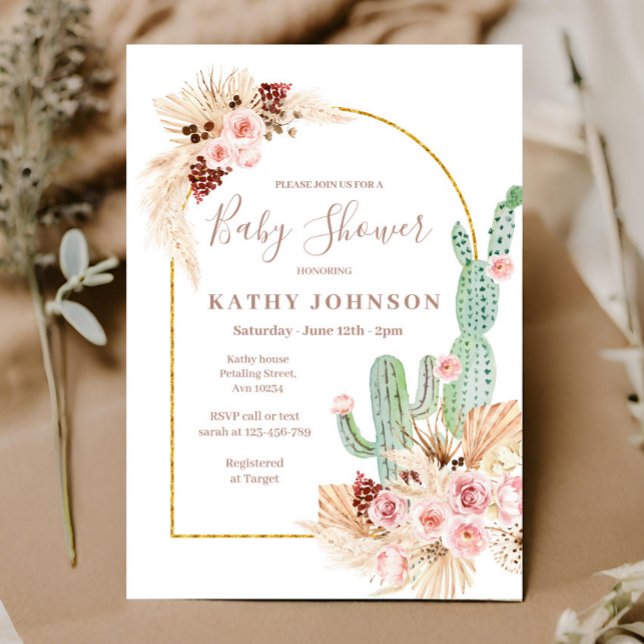 Invitación Pampas Grass Mexican Fiesta Baby Shower (Subido por el creador)