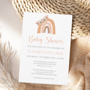 Invitación Pampas Grass Pastel Pink Rainbow Invito de Baby Sh